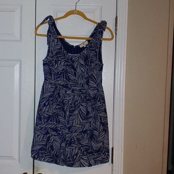 Entro Dress blue white patterned tie shoulder shift dress Sz S - Picture 1 of 5
